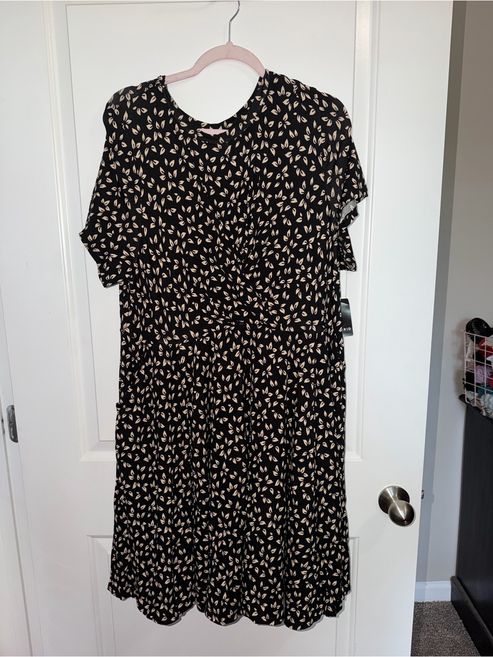 torrid Black Dress with Cream Leaf Print